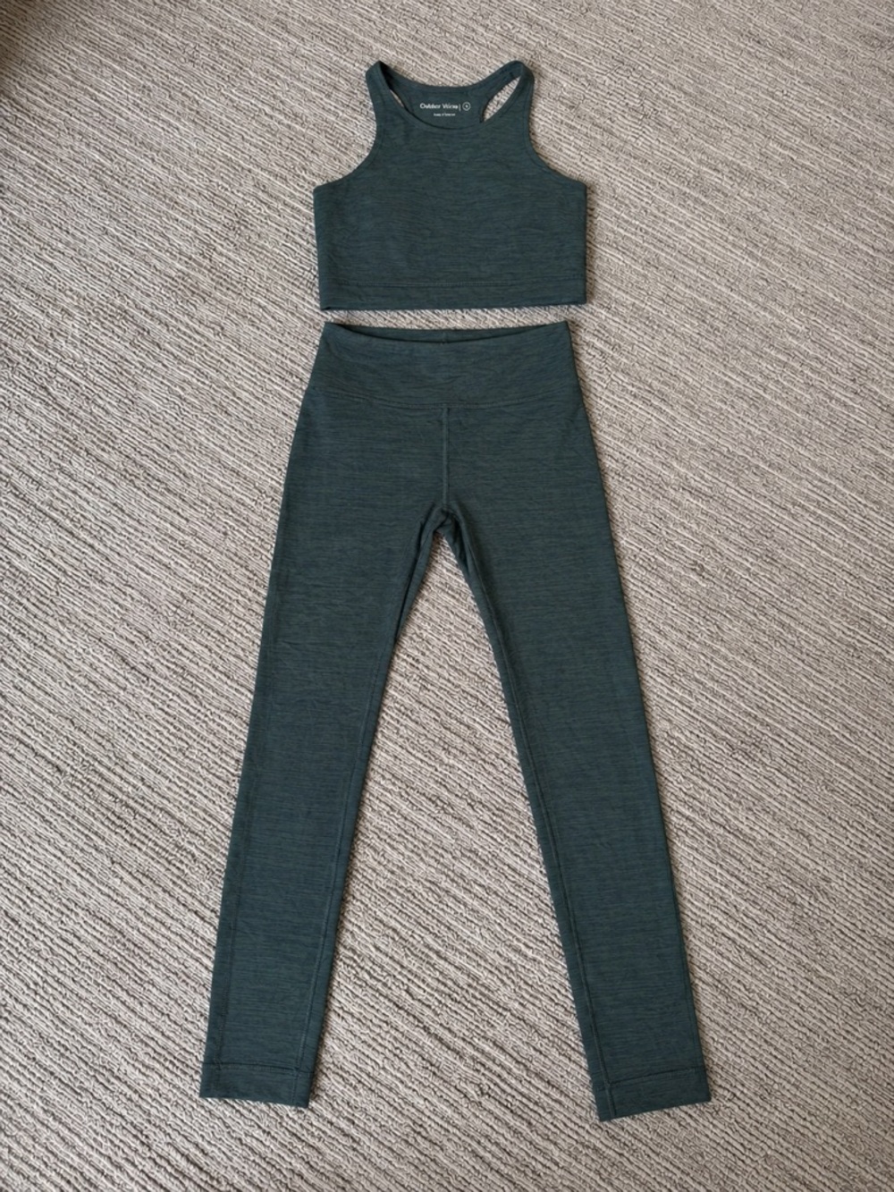 Outdoor Voices Dark Teal Seamless Sports Bra and Leggings Set